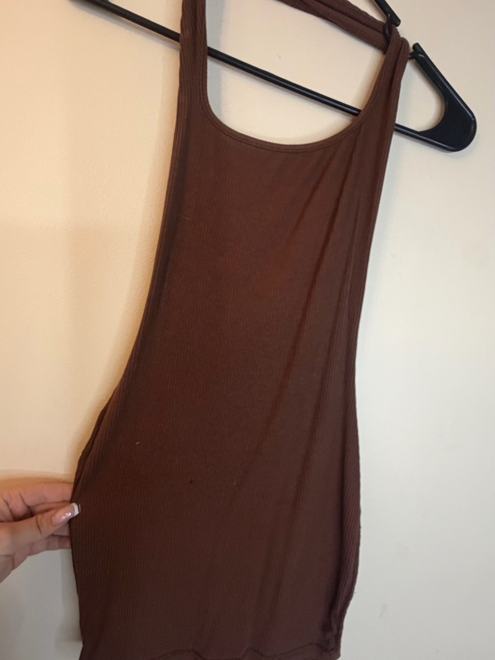 Women’s Ribbed Mini Dress in Brown
